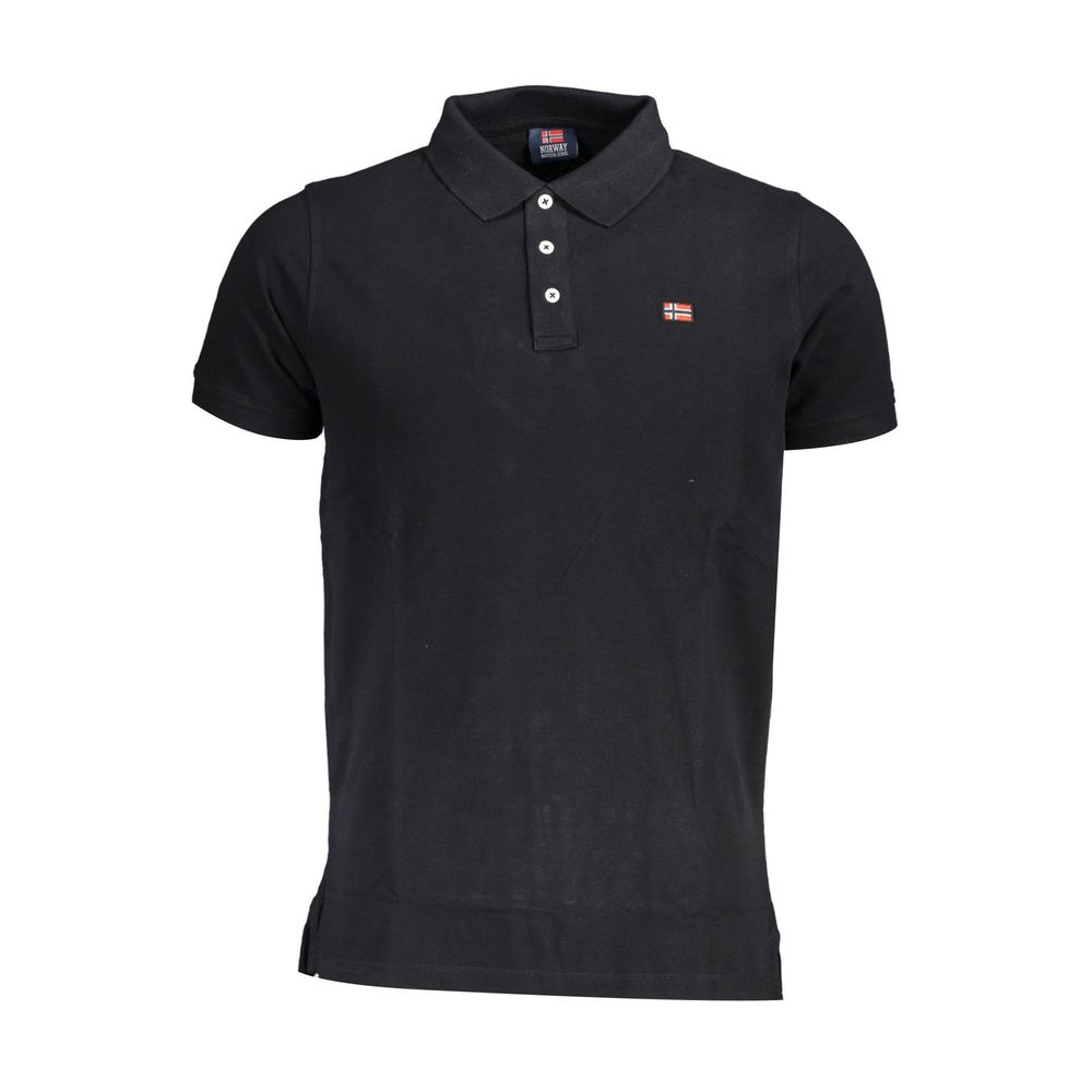 NORWAY 1963 - POLO HOMME NOIR LOGO APPLIQUÉ | COLLEKT PARIS