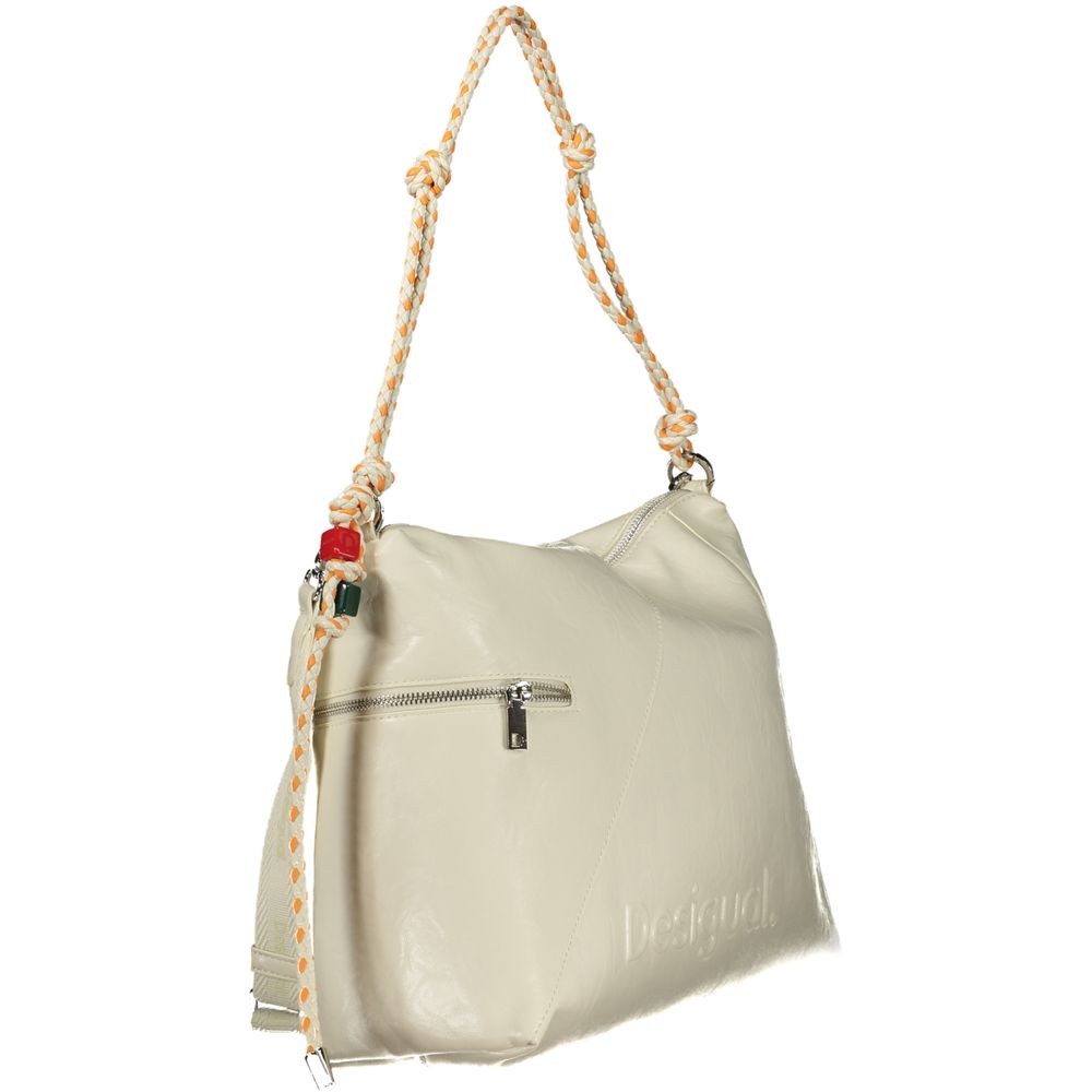 DESIGUAL - SAC À MAIN FEMME HALF LOGO LEIRIA 2.0 ÉCRU | COLLEKT PARIS