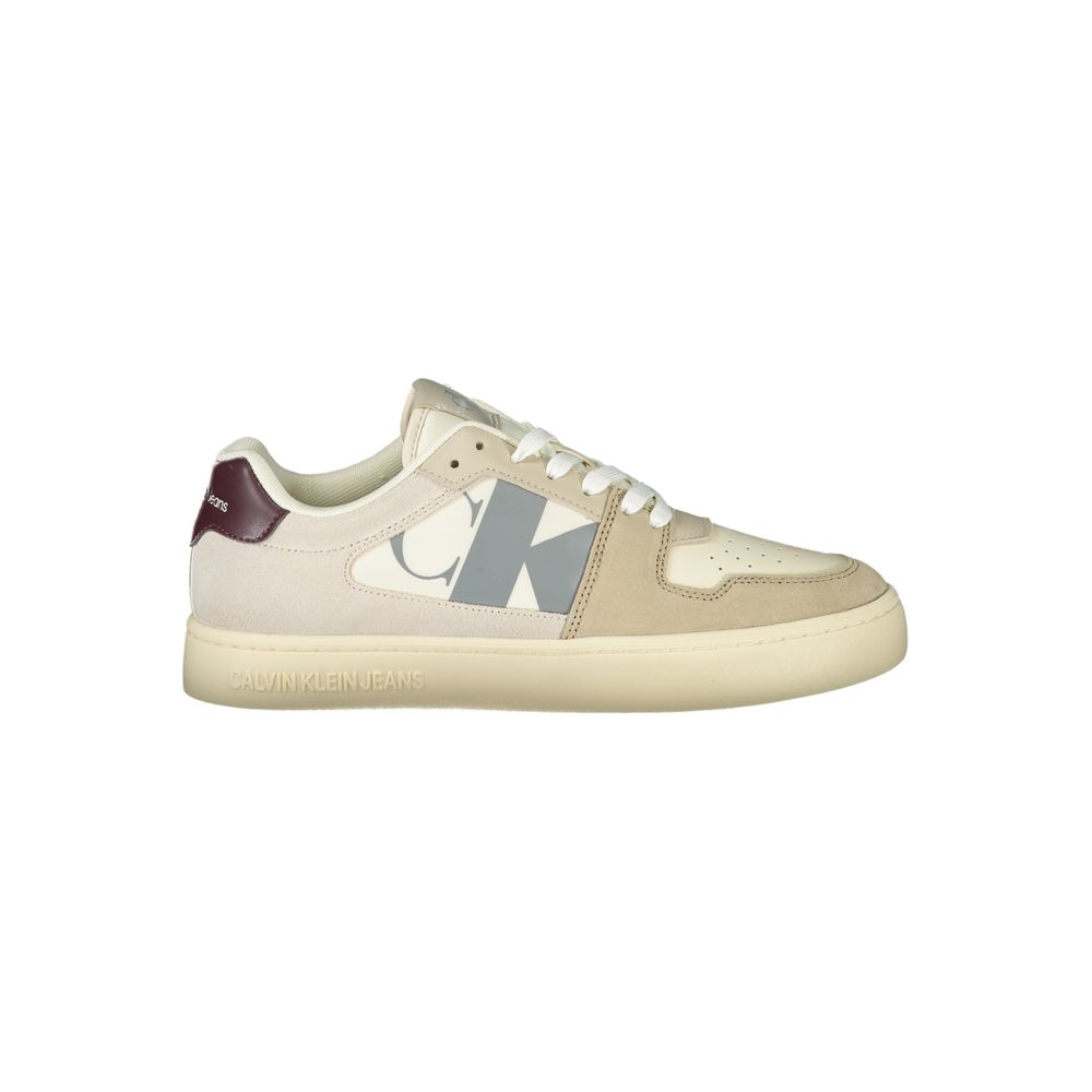 CALVIN KLEIN - SNEAKERS HOMME BEIGES À DÉTAILS GRIS ET BORDEAUX | COLLEKT PARIS