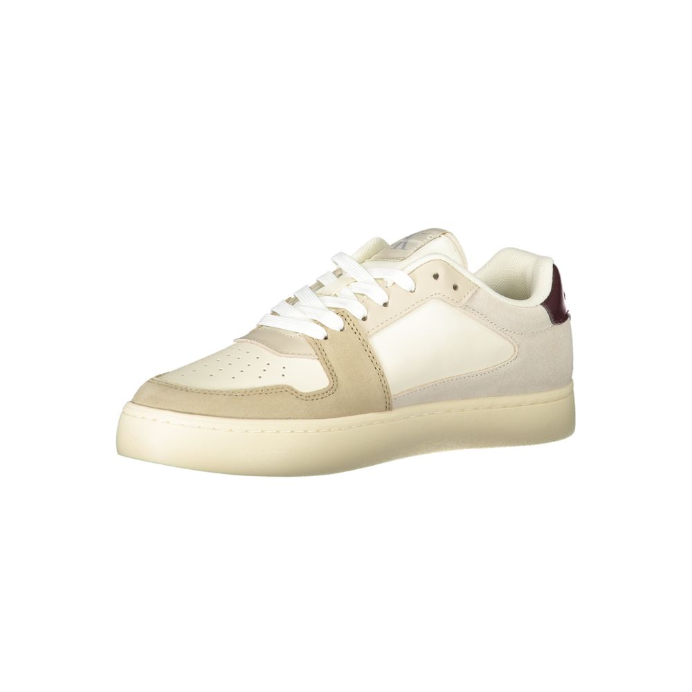CALVIN KLEIN - SNEAKERS HOMME BEIGES À DÉTAILS GRIS ET BORDEAUX | COLLEKT PARIS