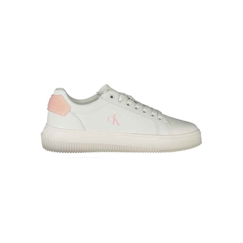 CALVIN KLEIN - SNEAKERS FEMME BLANCHES À DÉTAILS ROSES | COLLEKT PARIS