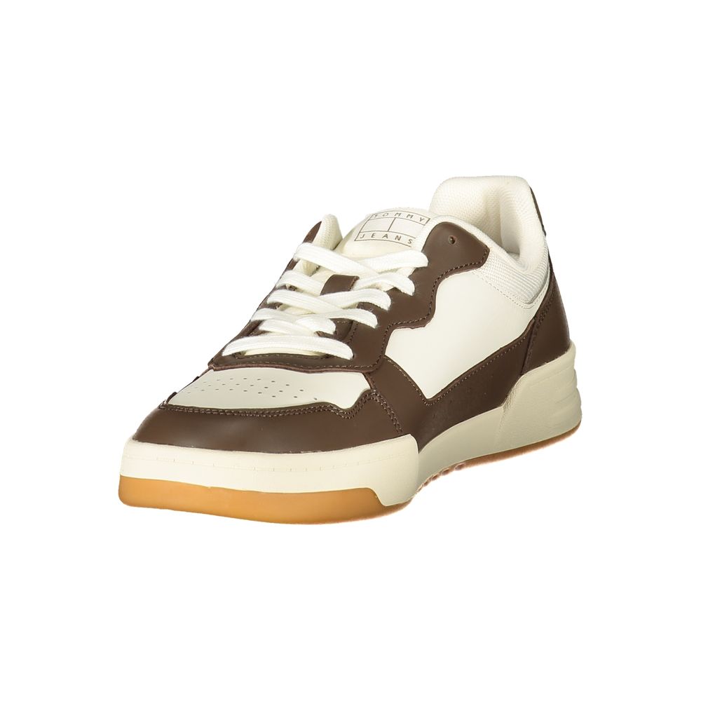 TOMMY HILFIGER - SNEAKERS HOMME BLANCHES À DÉTAILS MARRON | COLLEKT PARIS