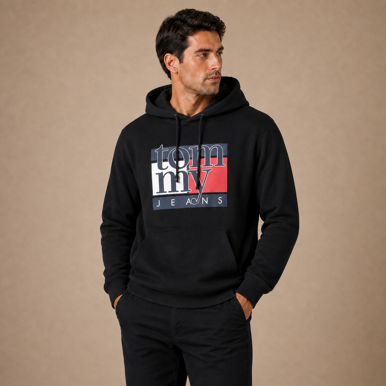 TOMMY HILFIGER - SWEAT À CAPUCHE HOMME NOIR EN COTON | COLLEKT PARIS