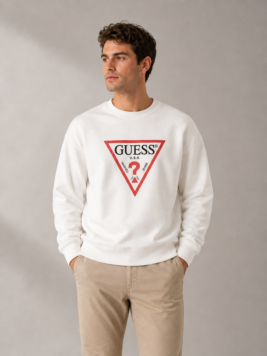 GUESS JEANS - SWEATSHIRT HOMME BLANC OVERSIZE | COLLEKT PARIS