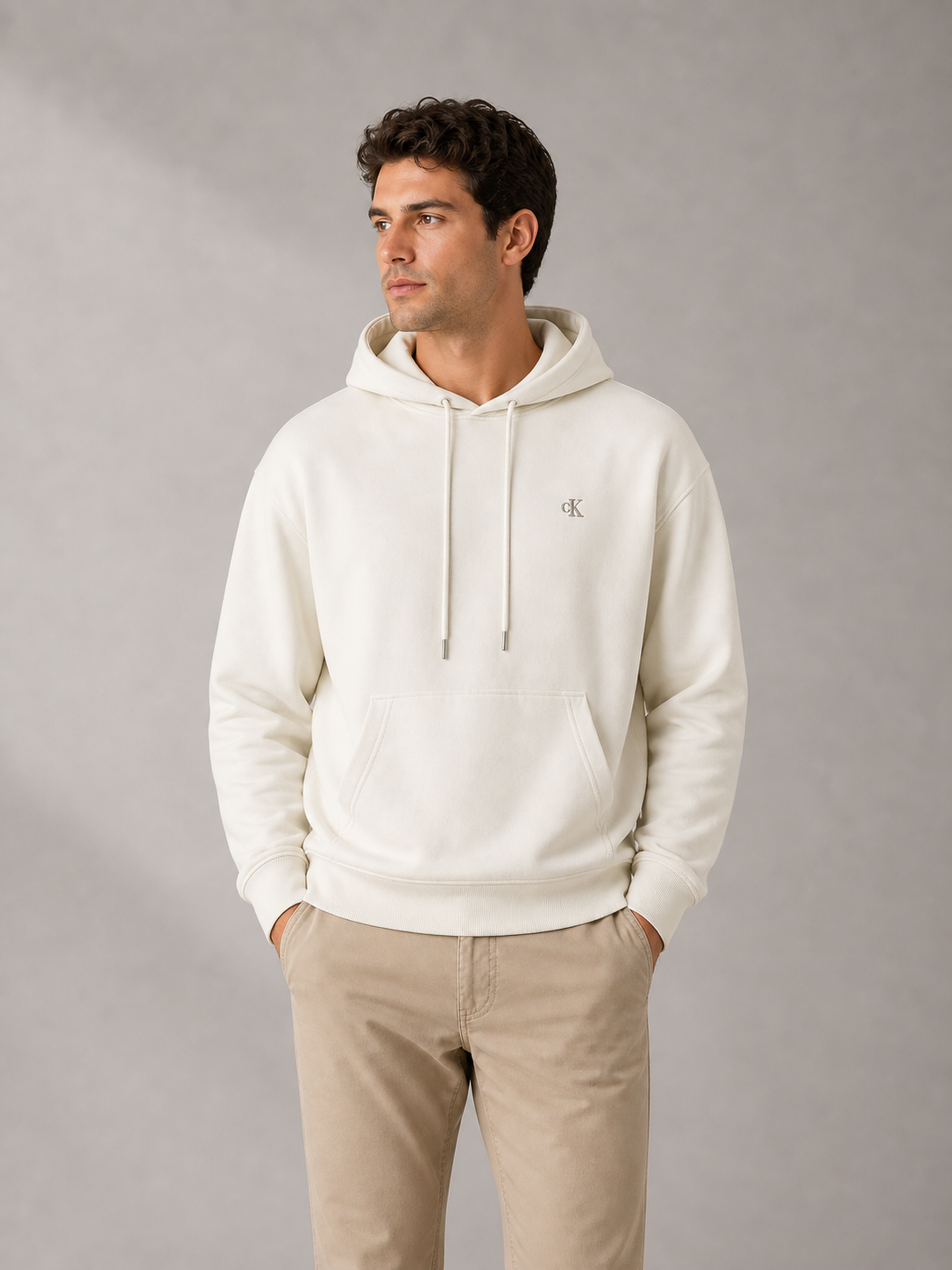 CALVIN KLEIN - SWEAT À CAPUCHE HOMME BEIGE | COLLEKT PARIS