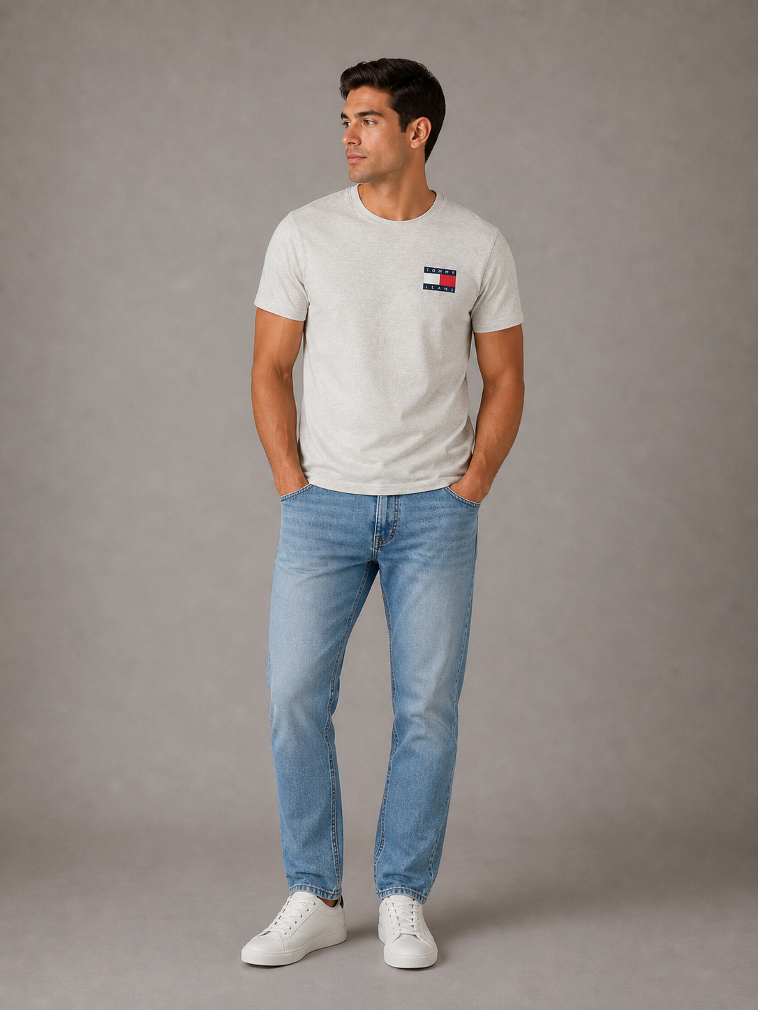 TOMMY HILFIGER - T-SHIRT HOMME GRIS | COLLEKT PARIS