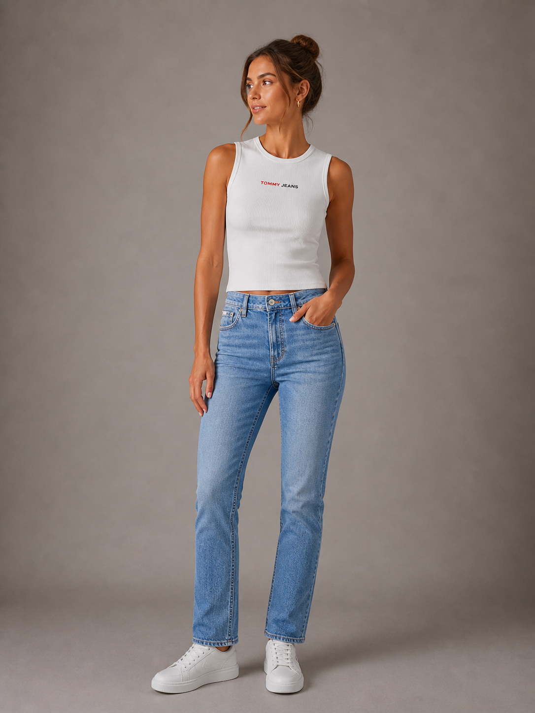 CALVIN KLEIN - JEAN SLIM FEMME BLEU MID RISE | COLLEKT PARIS