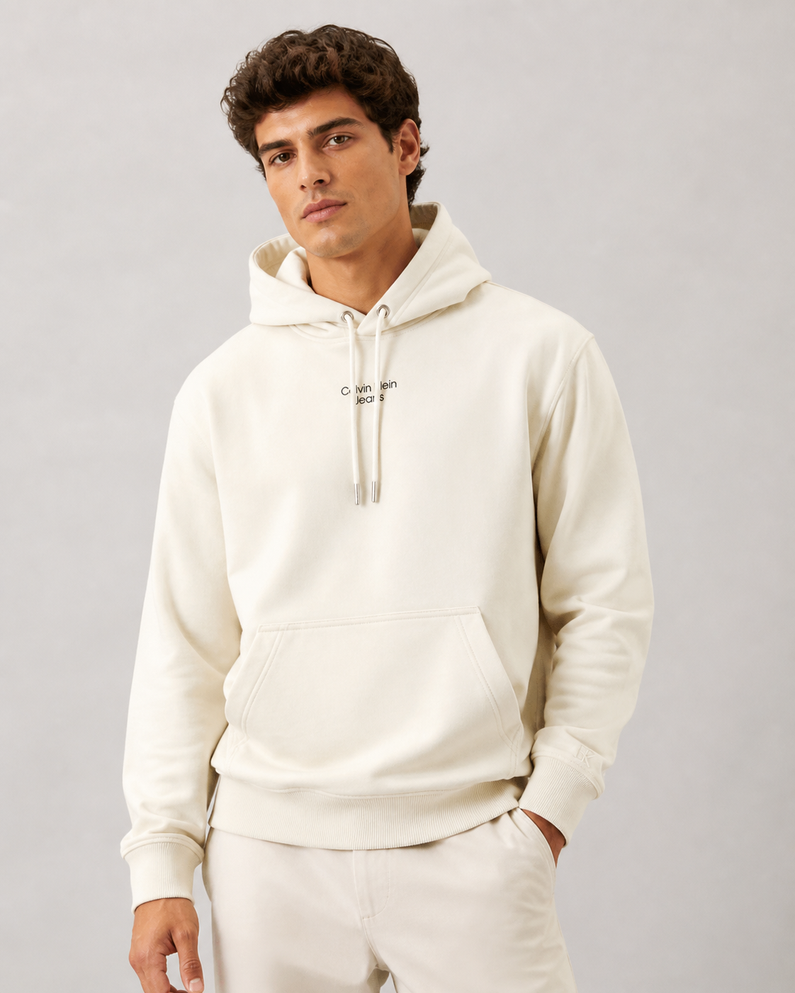 CALVIN KLEIN - SWEAT À CAPUCHE HOMME BLANC | COLLEKT PARIS