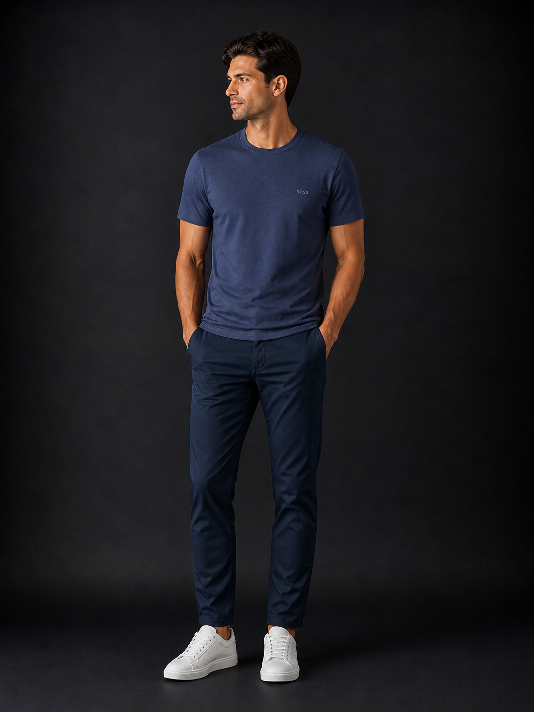 BOSS - T-SHIRT HOMME BLEU LOGO IMPRIMÉ | COLLEKT PARIS