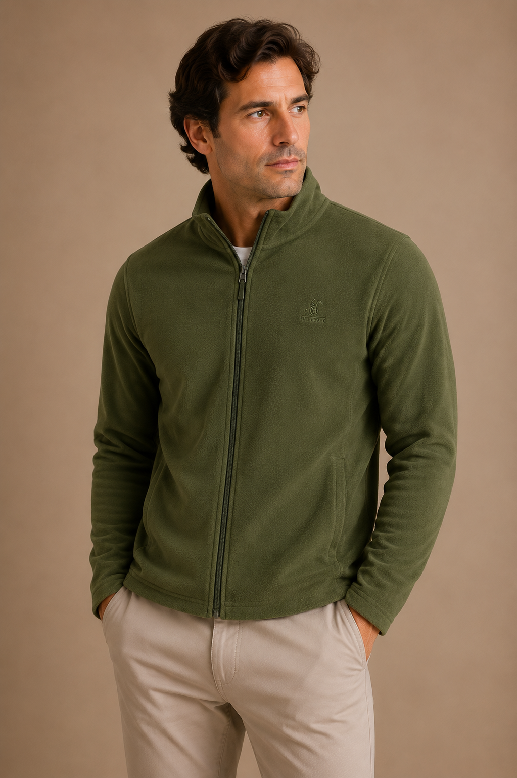 U.S. GRAND - SWEAT POLAIRE HOMME VERT ZIPPÉ | COLLEKT PARIS
