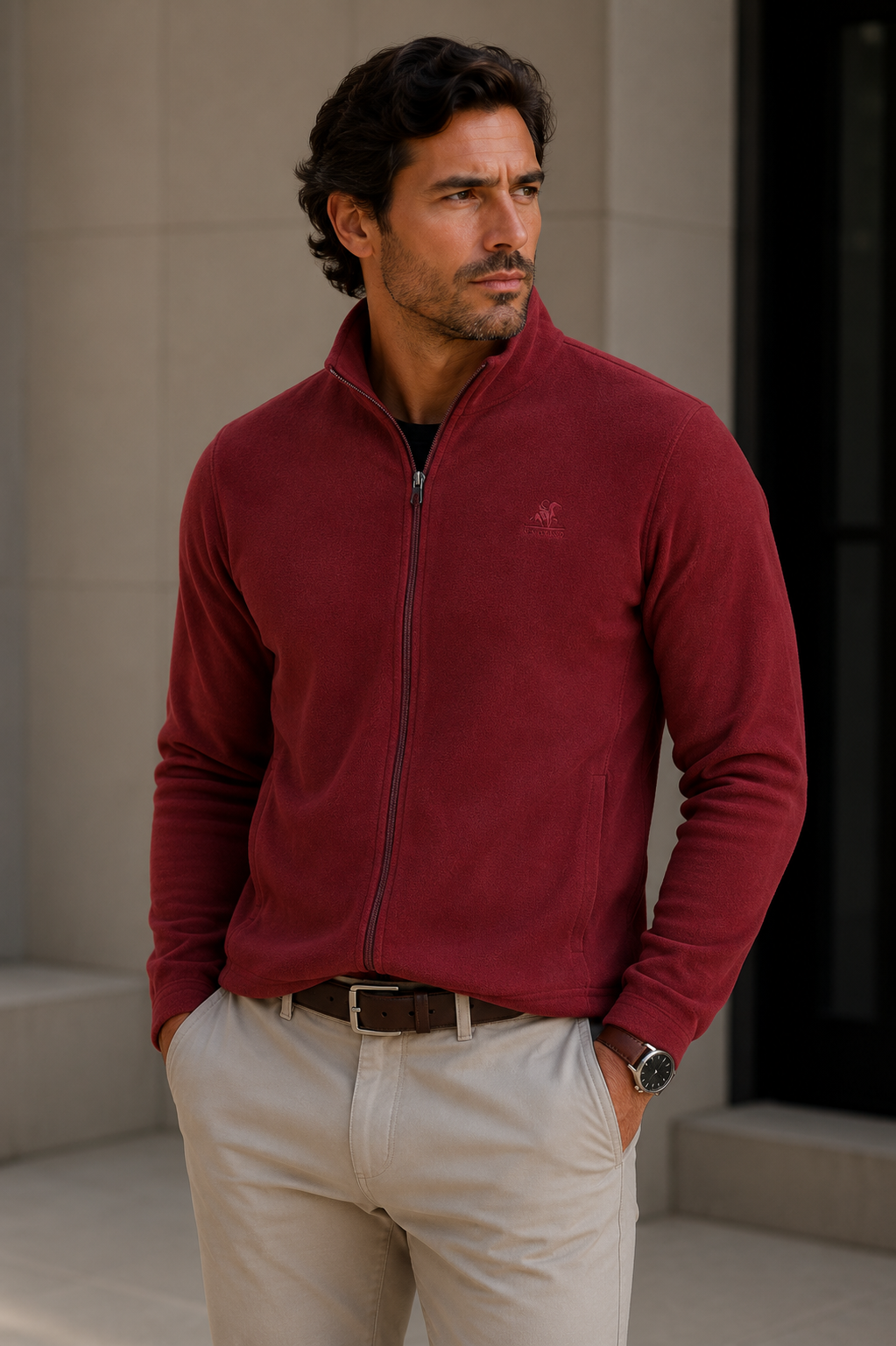 U.S. GRAND - SWEAT POLAIRE HOMME ROUGE ZIPPÉ | COLLEKT PARIS