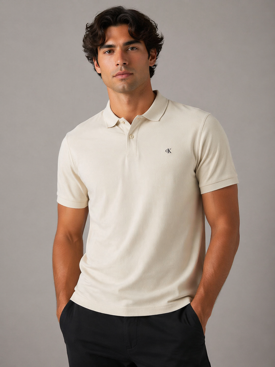 CALVIN KLEIN - POLO HOMME BEIGE EN COTON | COLLEKT PARIS