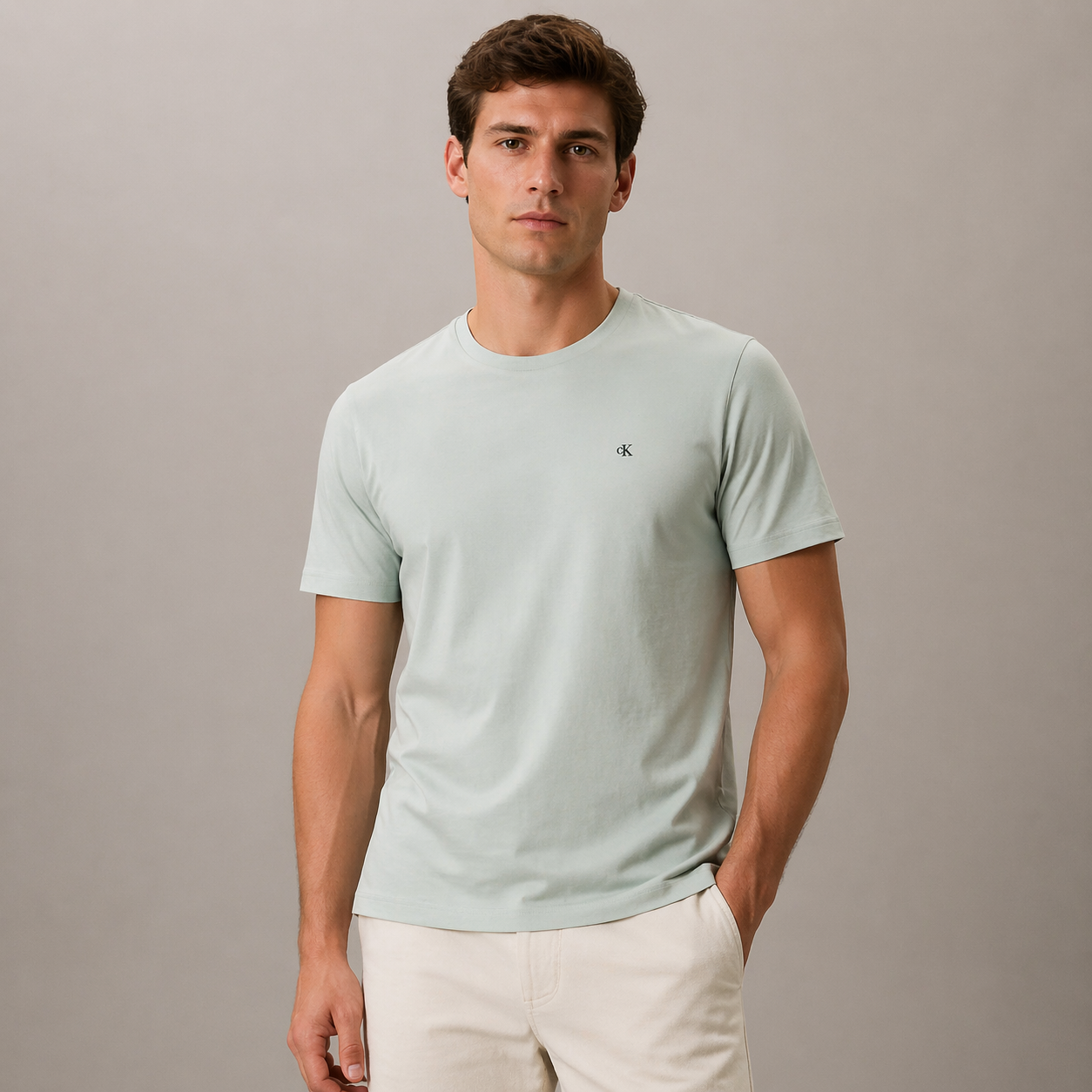 CALVIN KLEIN - T-SHIRT HOMME VERT EN COTON | COLLEKT PARIS