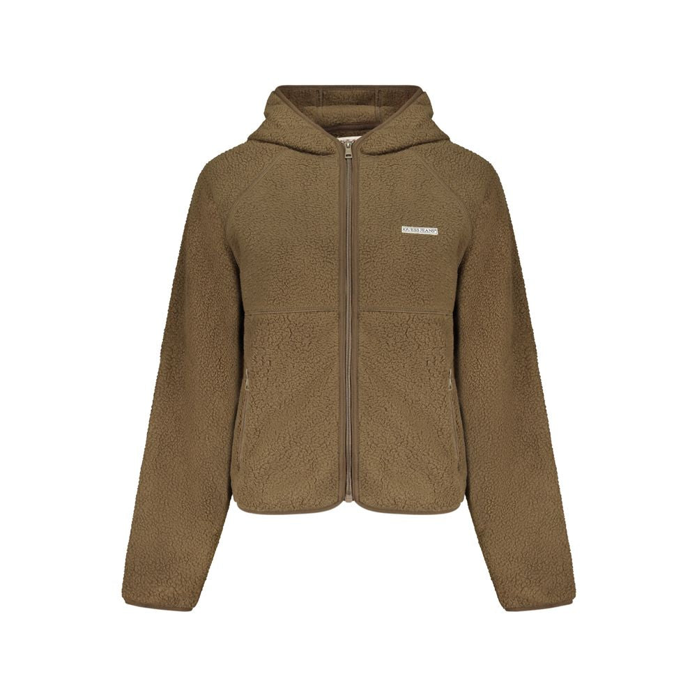 GUESS JEANS - SWEAT À CAPUCHE FEMME MARRON ZIPPÉ | COLLEKT PARIS