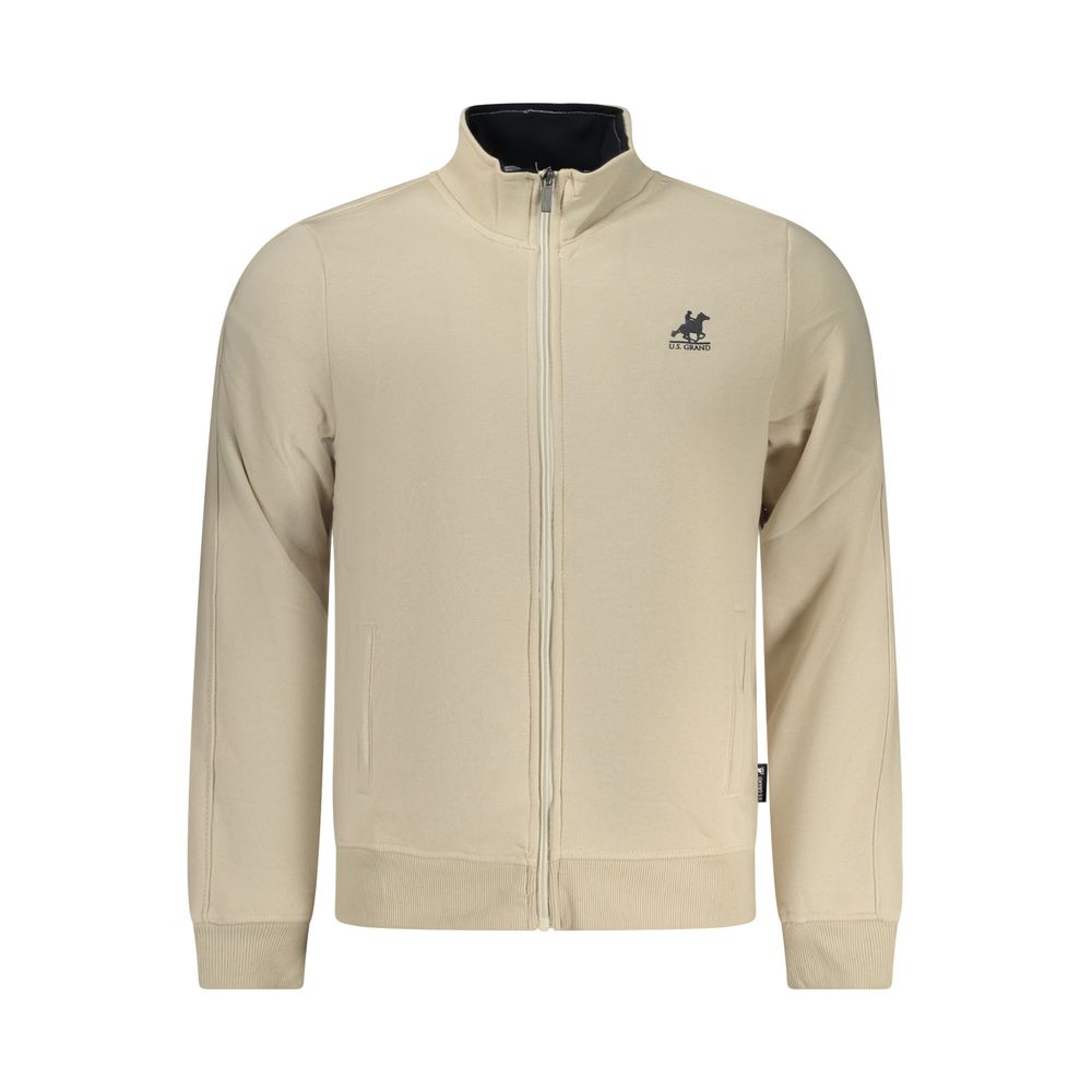 U.S. GRAND - SWEAT ZIPPÉ HOMME BEIGE LOGO BRODÉ | COLLEKT PARIS
