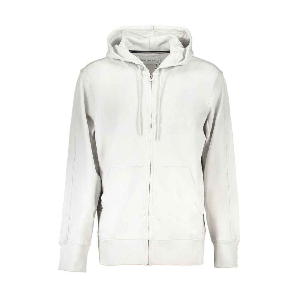 CALVIN KLEIN - SWEAT ZIPPÉ À CAPUCHE HOMME GRIS | COLLEKT PARIS