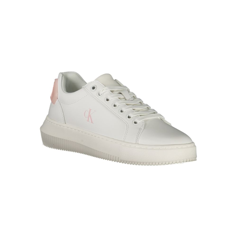 CALVIN KLEIN - SNEAKERS FEMME BLANCHES À DÉTAILS ROSES | COLLEKT PARIS