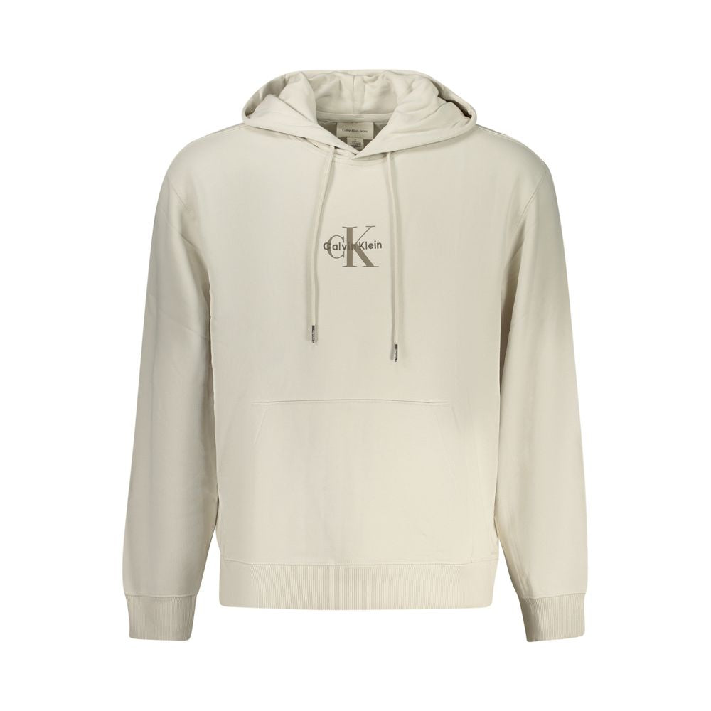 CALVIN KLEIN - HOODIE HOMME BEIGE LOGO IMPRIMÉ | COLLEKT PARIS