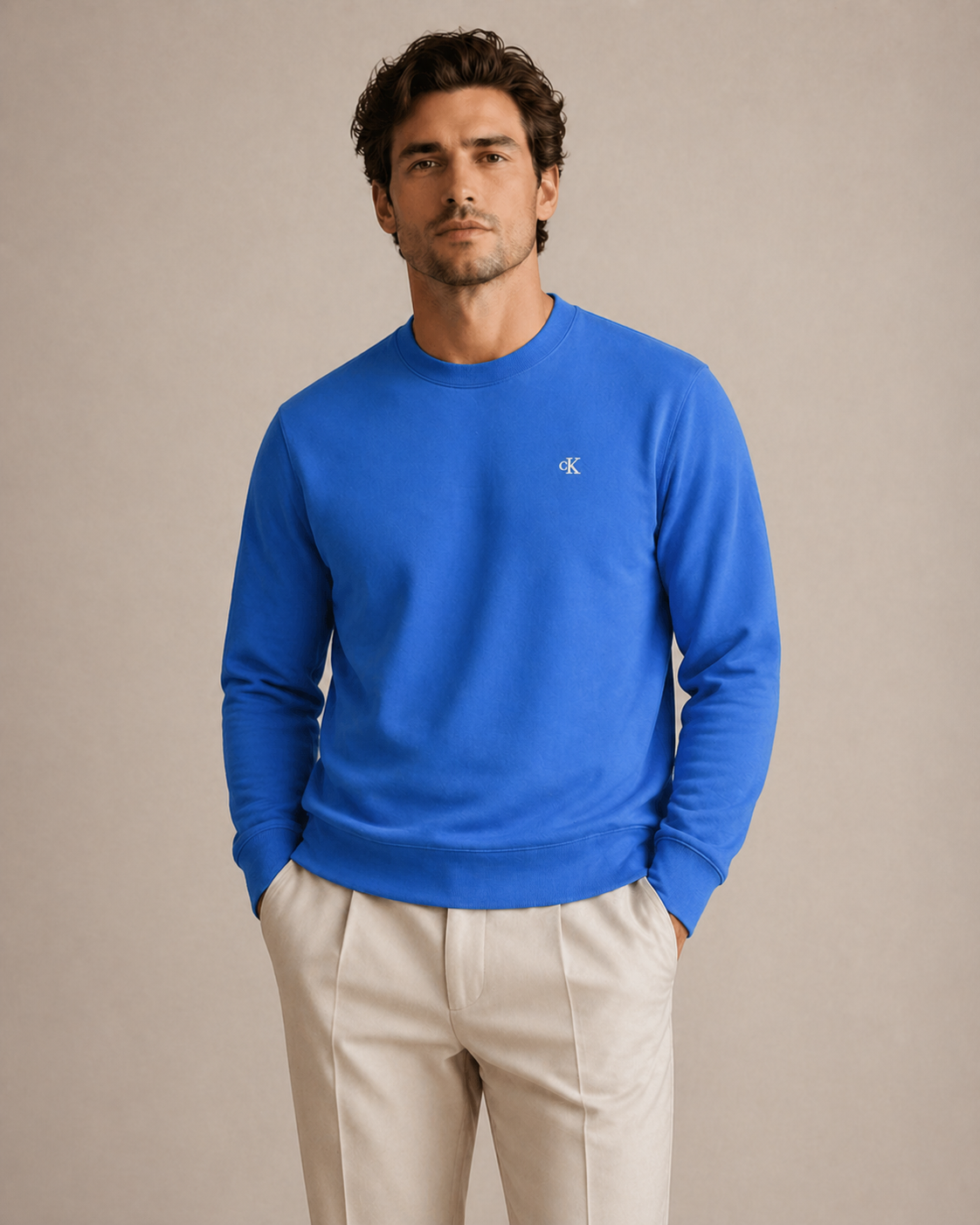 CALVIN KLEIN - SWEATSHIRT HOMME BLEU EN COTON | COLLEKT PARIS