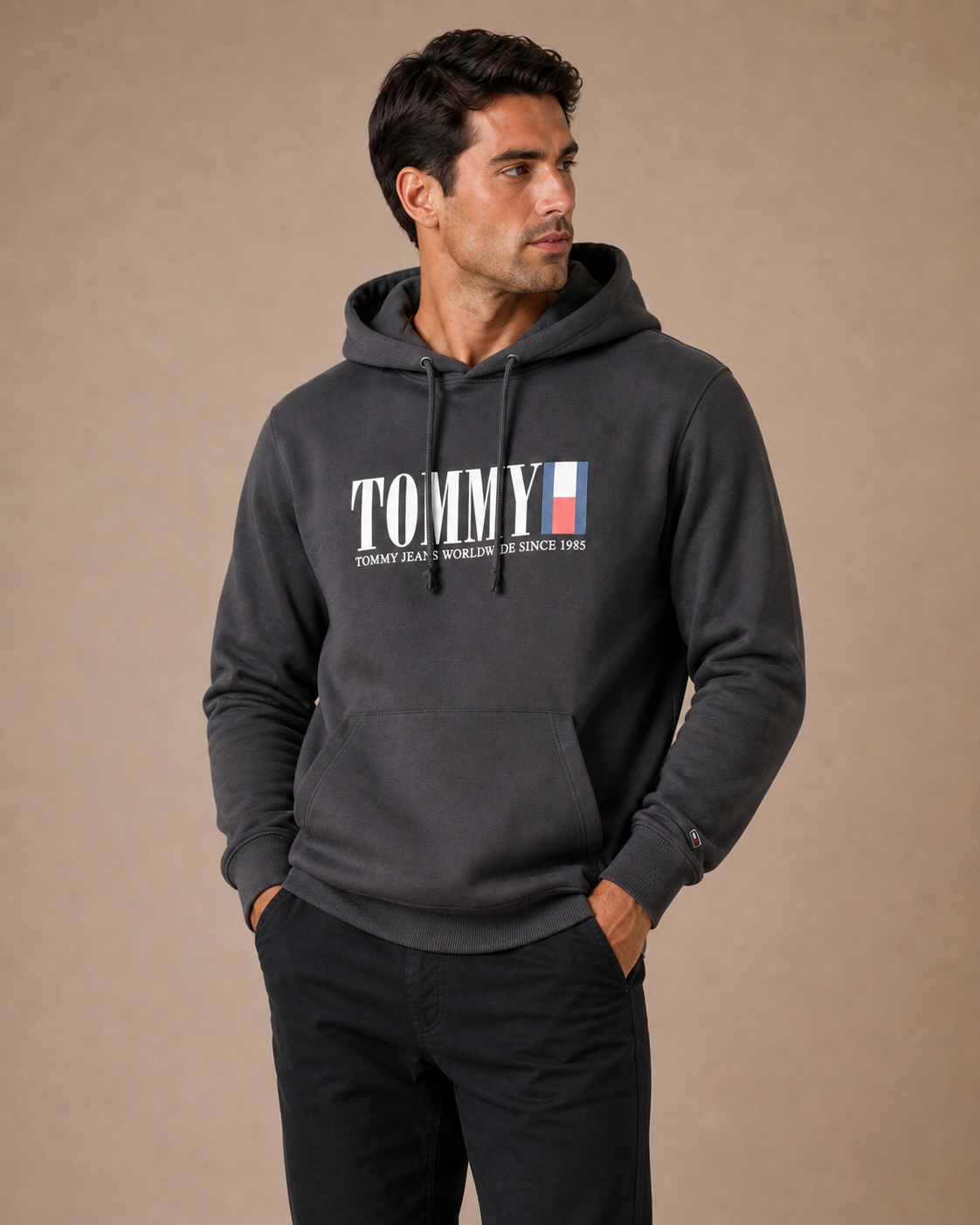 TOMMY HILFIGER - SWEAT À CAPUCHE HOMME NOIR EN COTON | COLLEKT PARIS