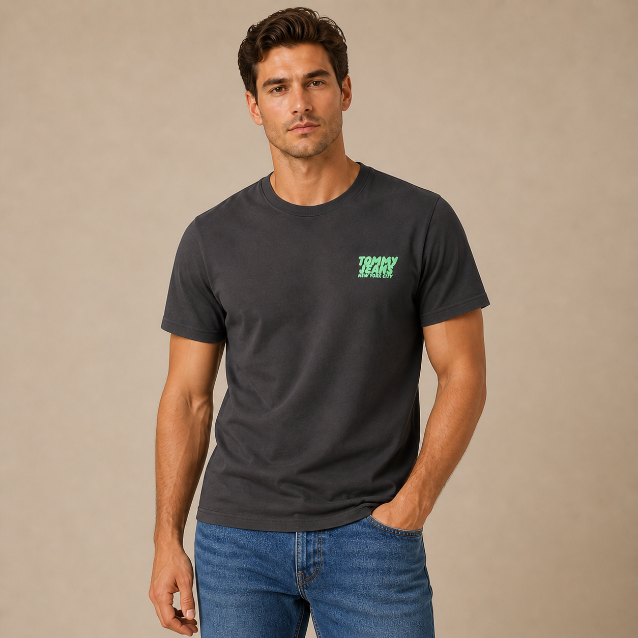 TOMMY HILFIGER - T-SHIRT HOMME NOIR EN COTON | COLLEKT PARIS