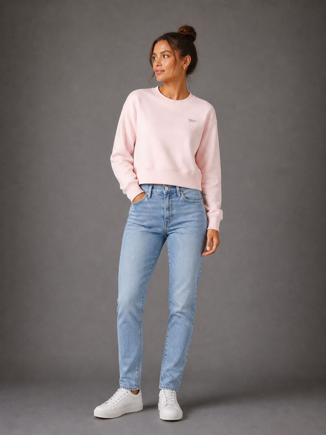 TOMMY HILFIGER - SWEATSHIRT FEMME ROSE | COLLEKT PARIS