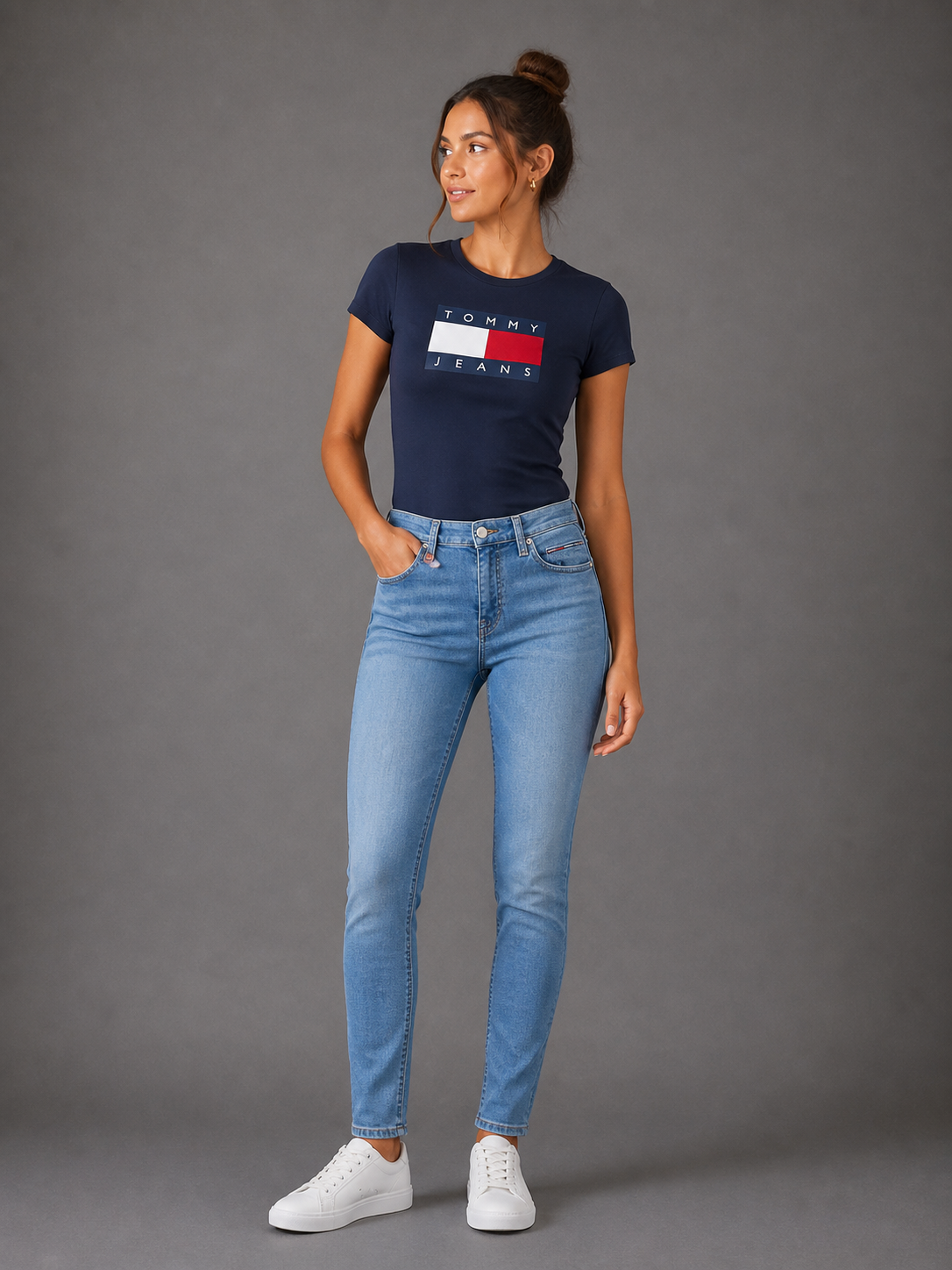 TOMMY HILFIGER - JEAN SKINNY FEMME BLEU CLAIR NORA MID RISE | COLLEKT PARIS