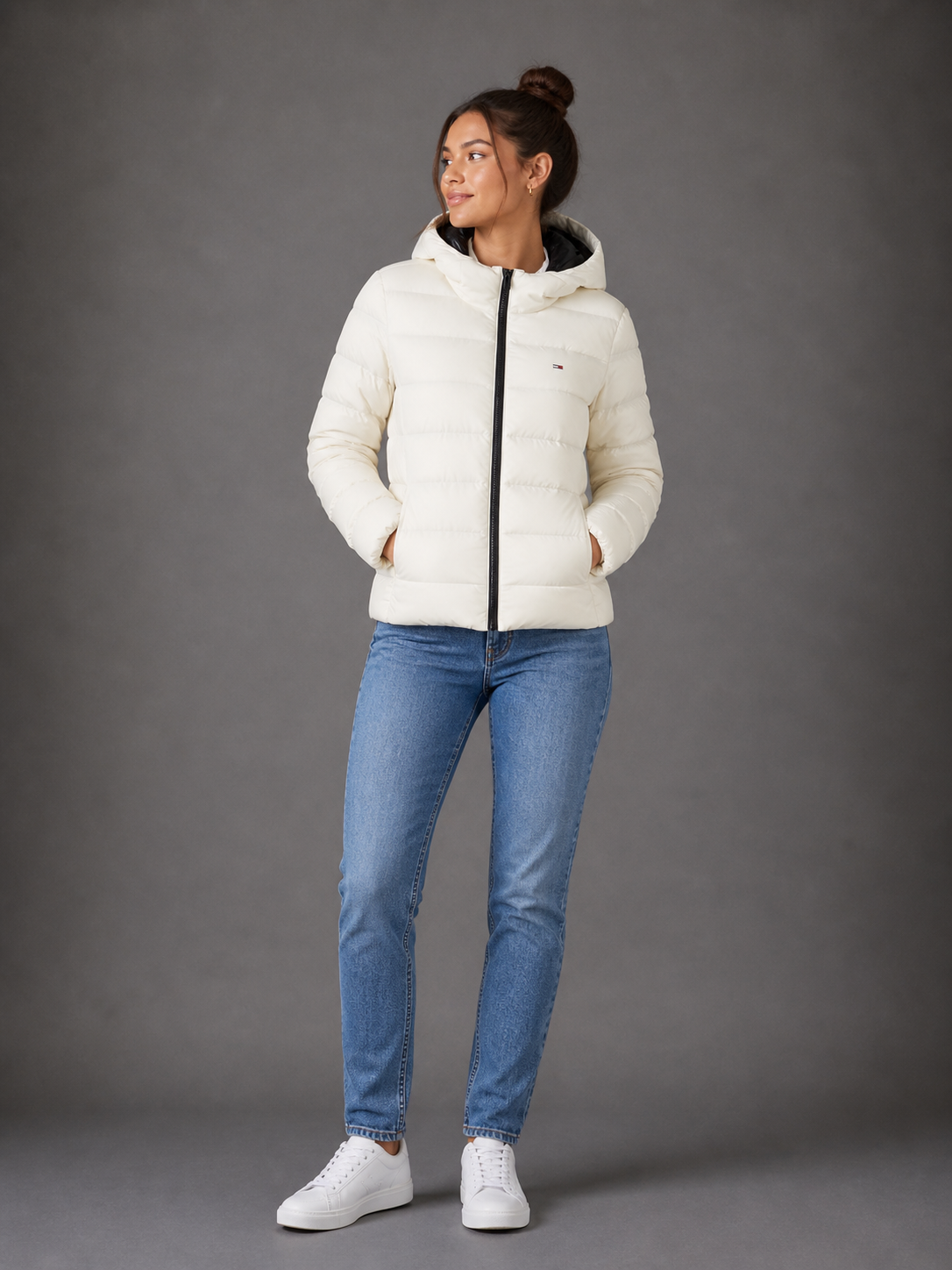 TOMMY HILFIGER - VESTE FEMME BLANCHE À CAPUCHE | COLLEKT PARIS
