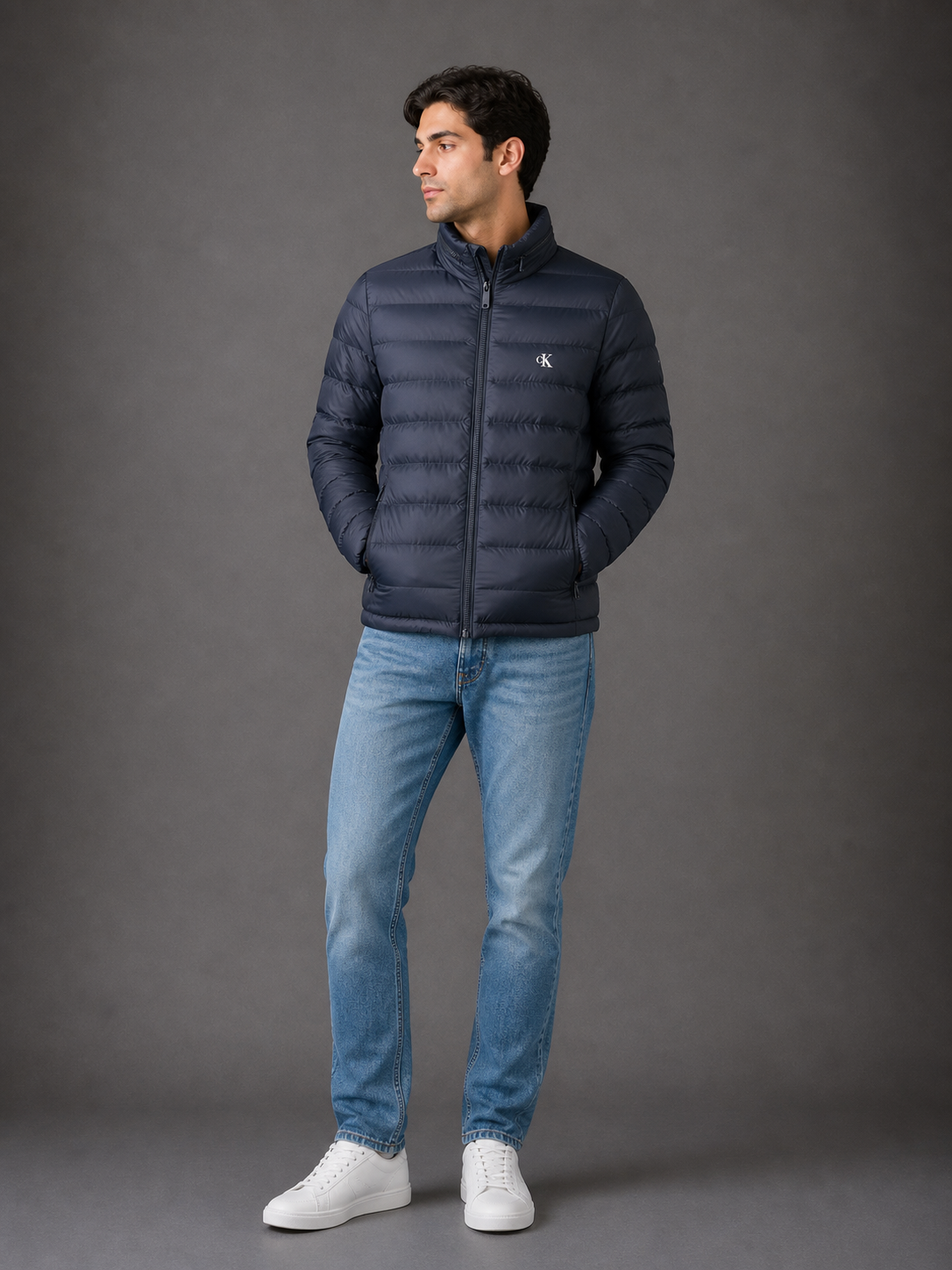 CALVIN KLEIN - VESTE HOMME BLEUE À CAPUCHE AMOVIBLE | COLLEKT PARIS