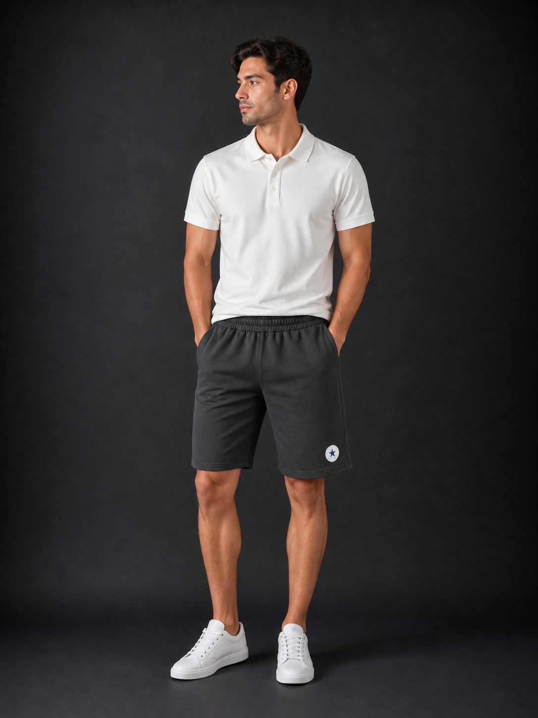 CONVERSE - SHORT HOMME NOIR LOGO APPLIQUÉ | COLLEKT PARIS