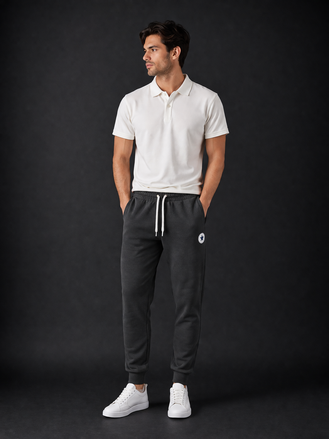 CONVERSE - JOGGER HOMME NOIR LOGO APPLIQUÉ | COLLEKT PARIS