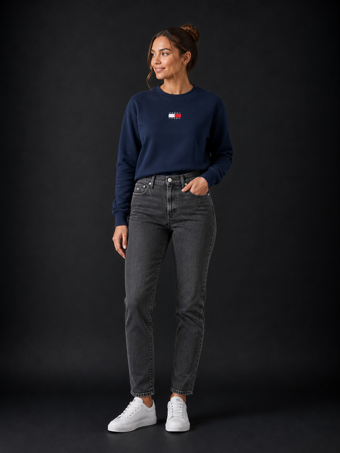 TOMMY HILFIGER - JEAN MOM TAPERED FEMME NOIR | COLLEKT PARIS