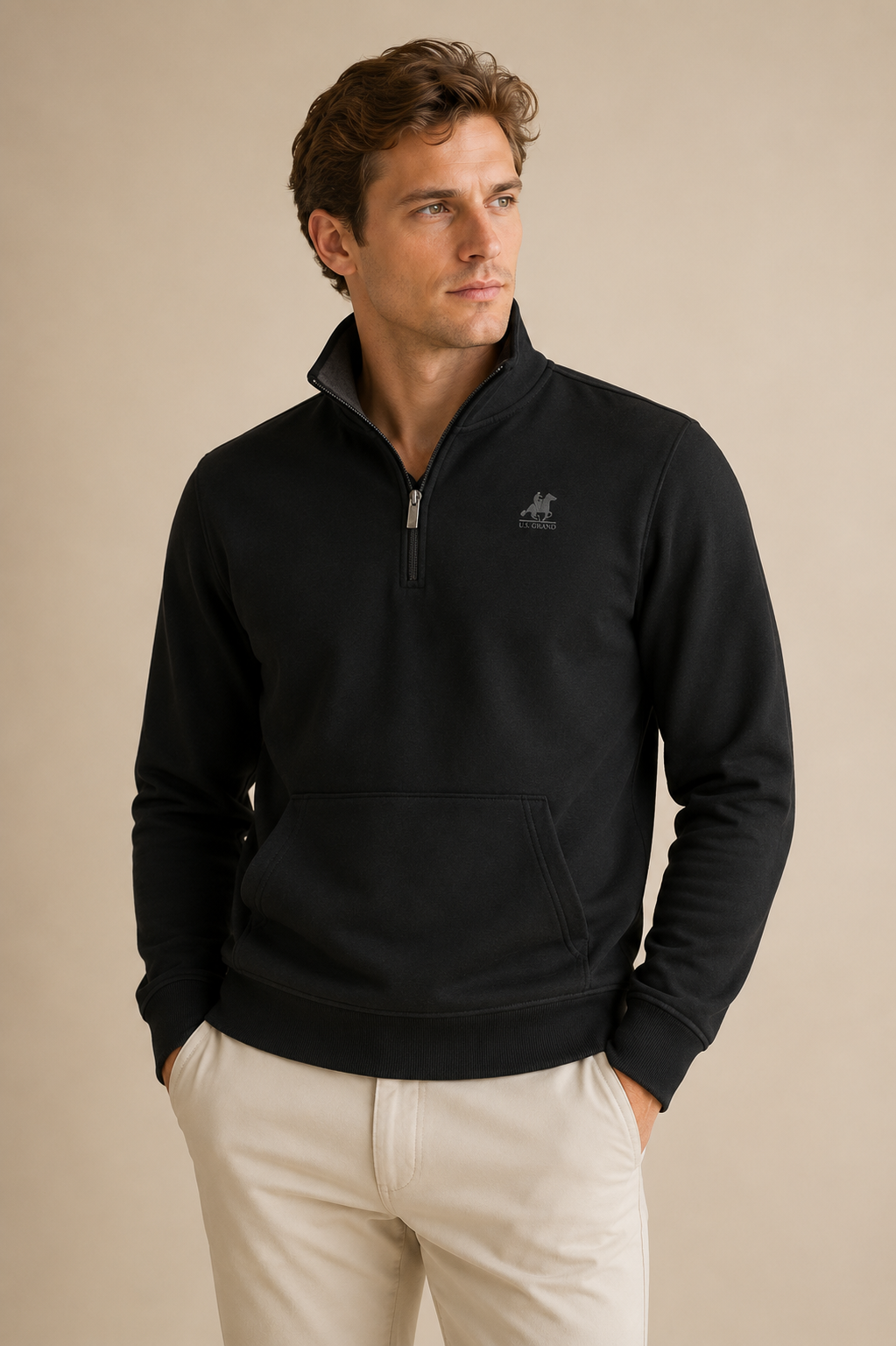 U.S. GRAND - SWEAT HOMME FDELPA NOIR LOGO IMPRIMÉ | COLLEKT PARIS