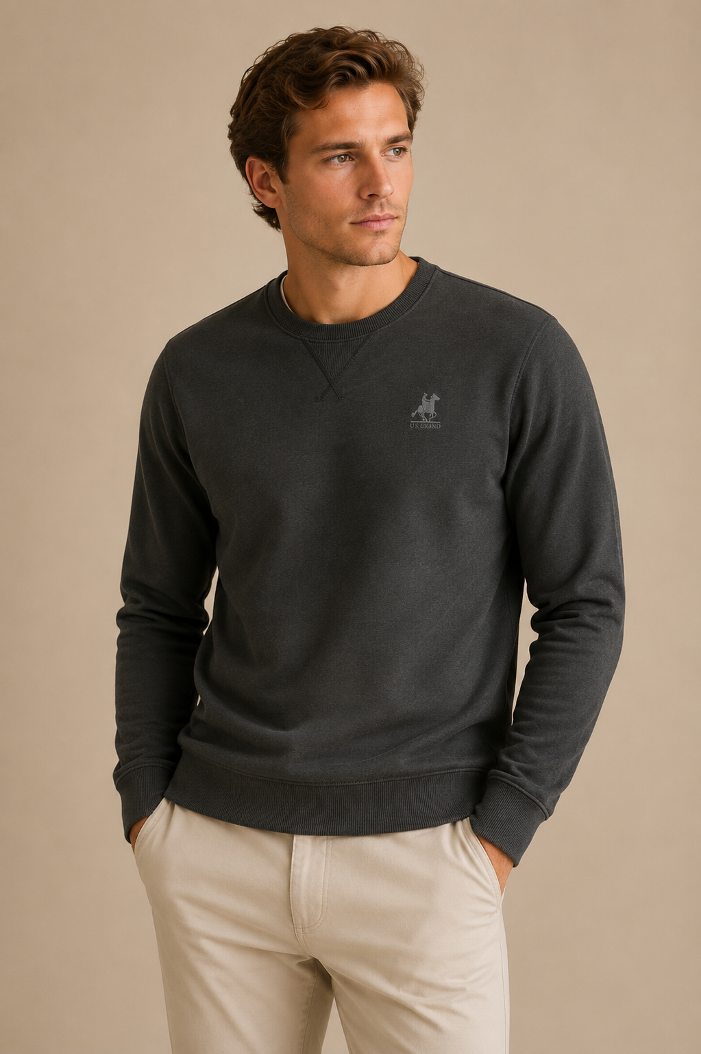 U.S. GRAND - SWEAT HOMME FDELPA NOIR LOGO IMPRIMÉ | COLLEKT PARIS