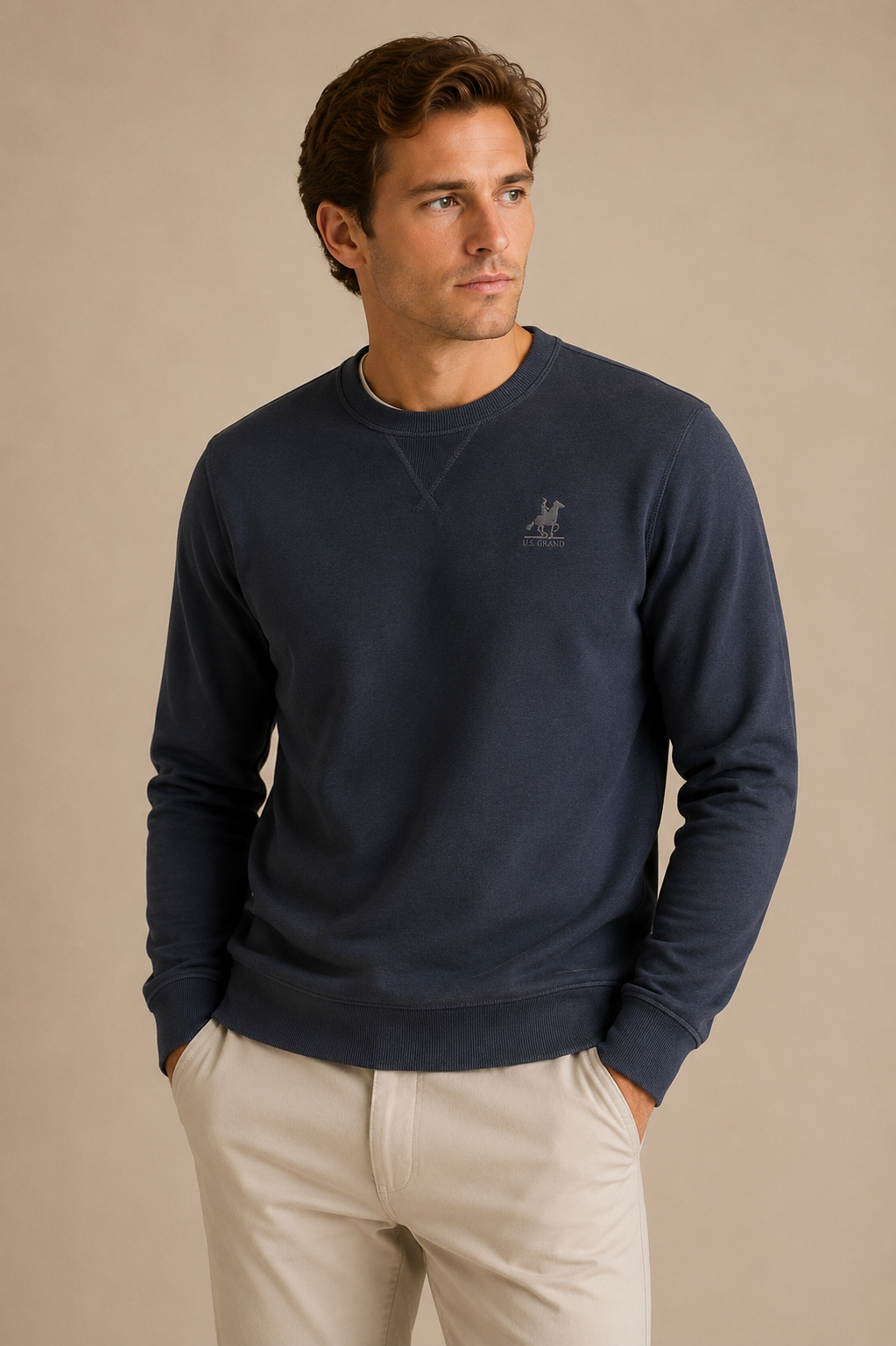 U.S. GRAND - SWEAT HOMME BLEU LOGO IMPRIMÉ | COLLEKT PARIS