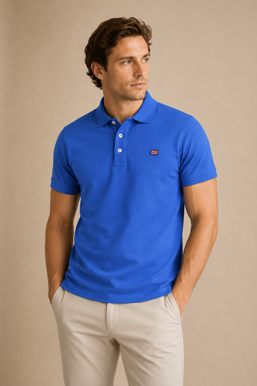 NORWAY 1963 - POLO HOMME BLEU LOGO APPLIQUÉ | COLLEKT PARIS