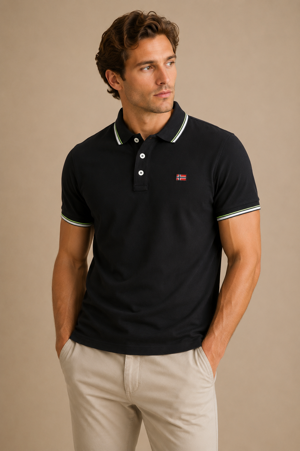NORWAY 1963 - POLO HOMME NOIR DÉTAILS CONTRASTÉS | COLLEKT PARIS