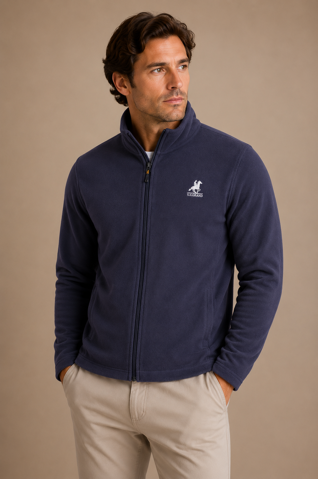 U.S. GRAND - SWEAT POLAIRE HOMME BLEU LOGO BRODÉ | COLLEKT PARIS