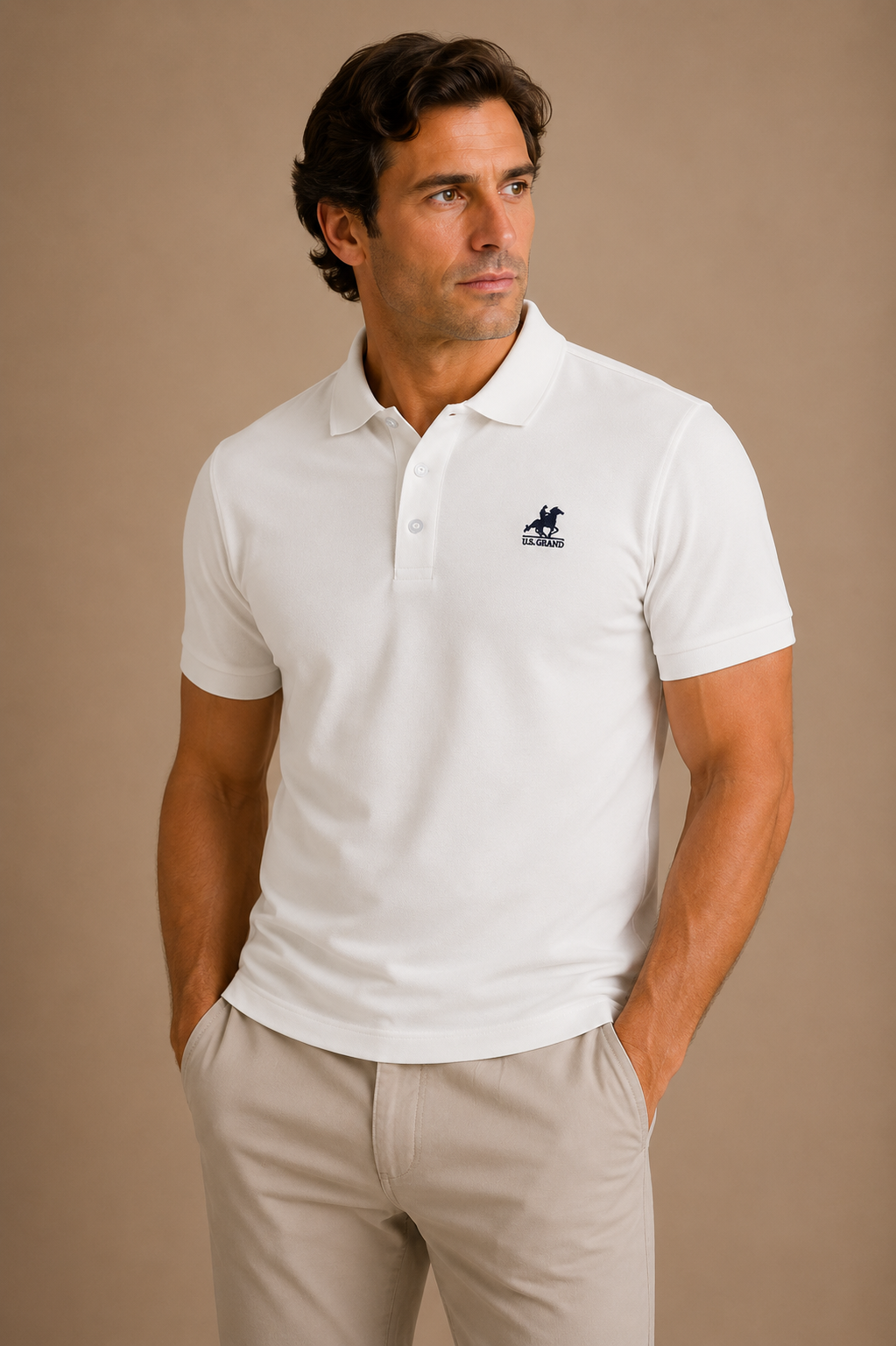 U.S. GRAND - POLO HOMME BLANC LOGO BRODÉ | COLLEKT PARIS