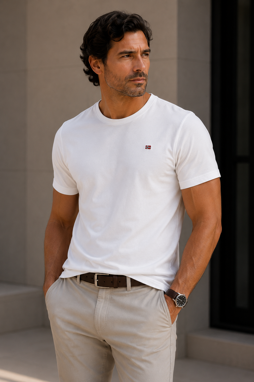 NAPAPIJRI - T-SHIRT HOMME BLANC LOGO BRODÉ | COLLEKT PARIS
