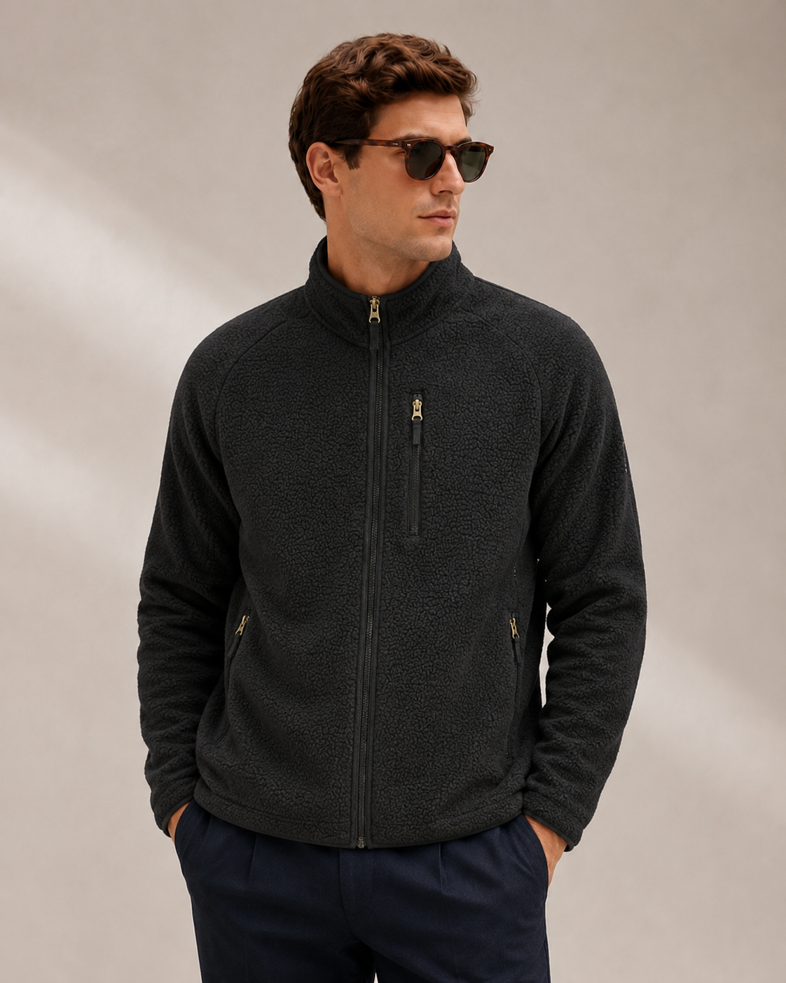 U.S. GRAND - SWEAT HOMME NOIR EFFET MOUTON | COLLEKT PARIS