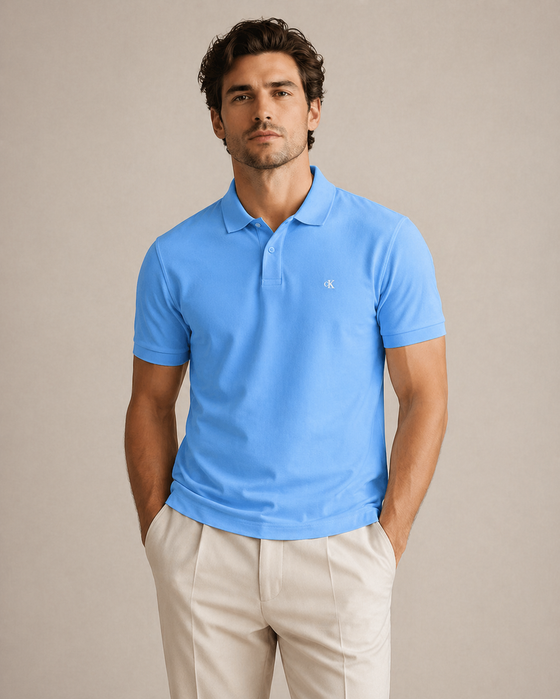 CALVIN KLEIN - POLO HOMME BLEU CLAIR EN COTON | COLLEKT PARIS