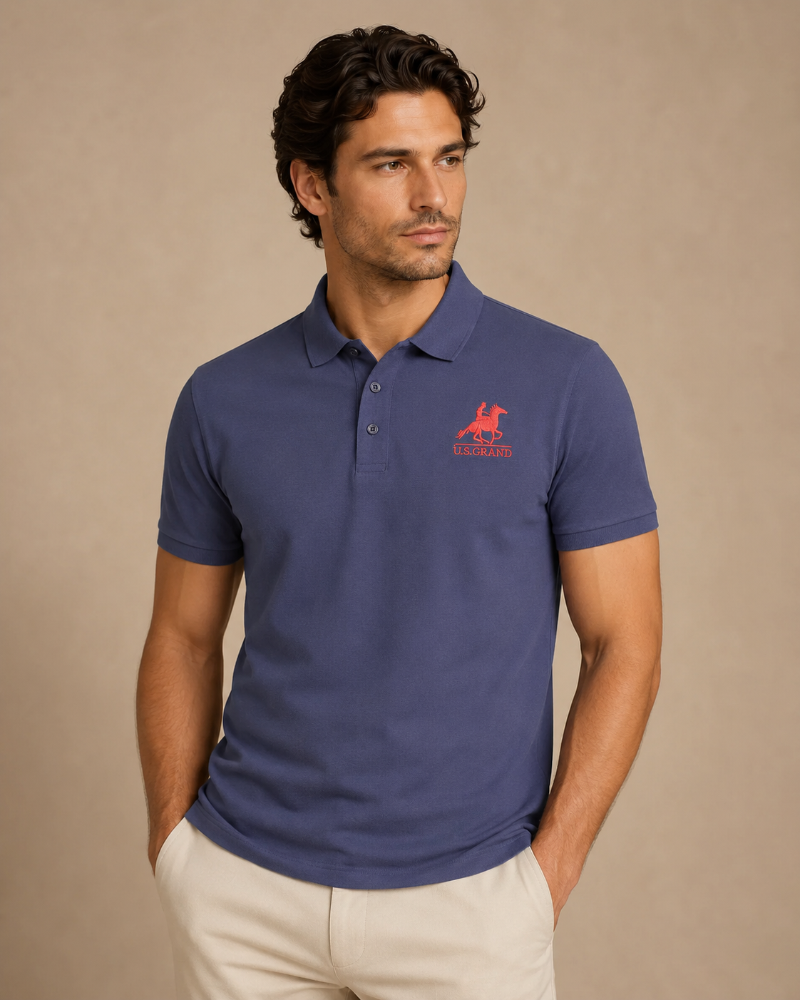 U.S. GRAND - POLO HOMME BLEU LOGO BRODÉ | COLLEKT PARIS