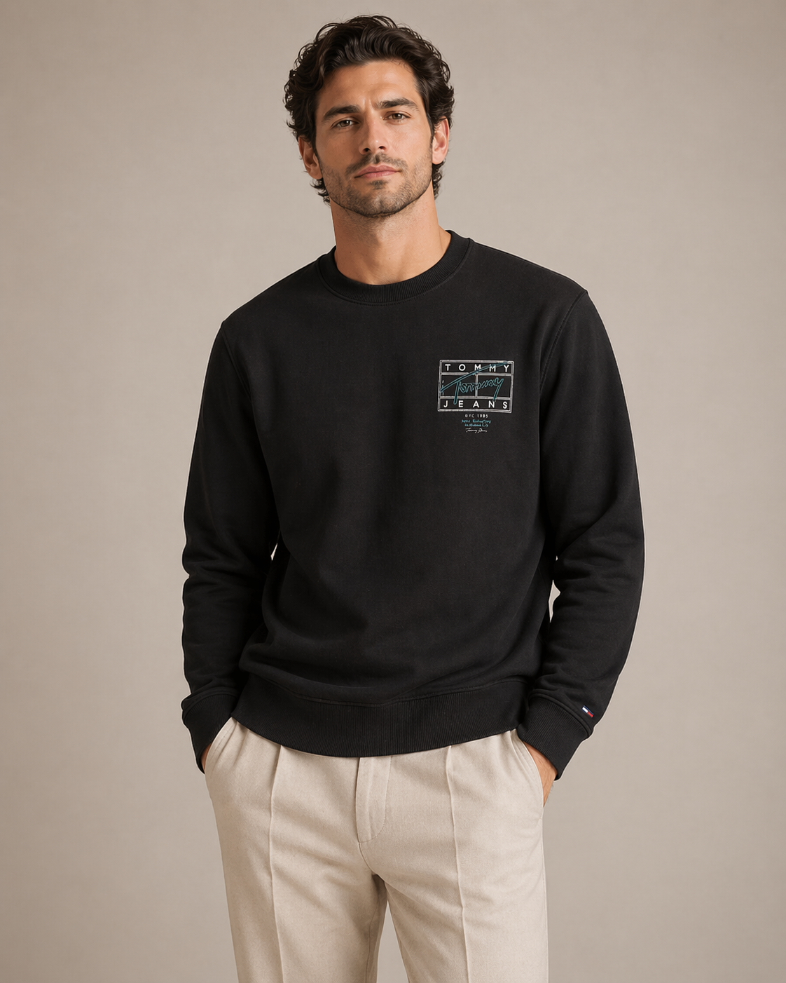 TOMMY HILFIGER - SWEATSHIRT HOMME NOIR EN COTON | COLLEKT PARIS