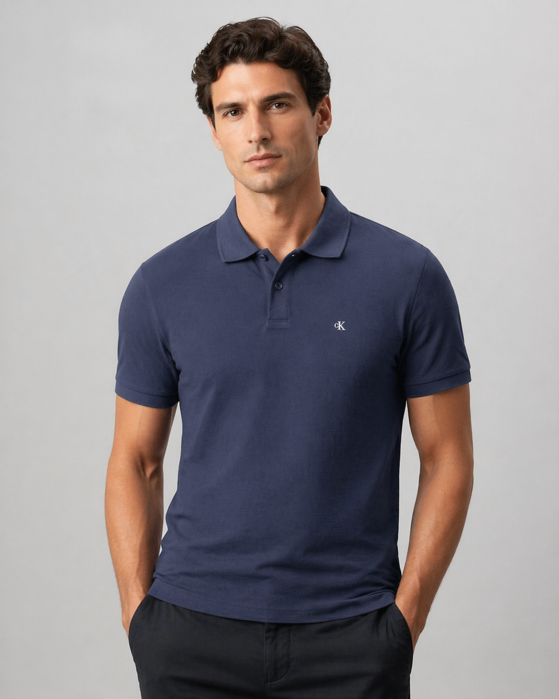 CALVIN KLEIN - POLO HOMME BLEU EN COTON | COLLEKT PARIS