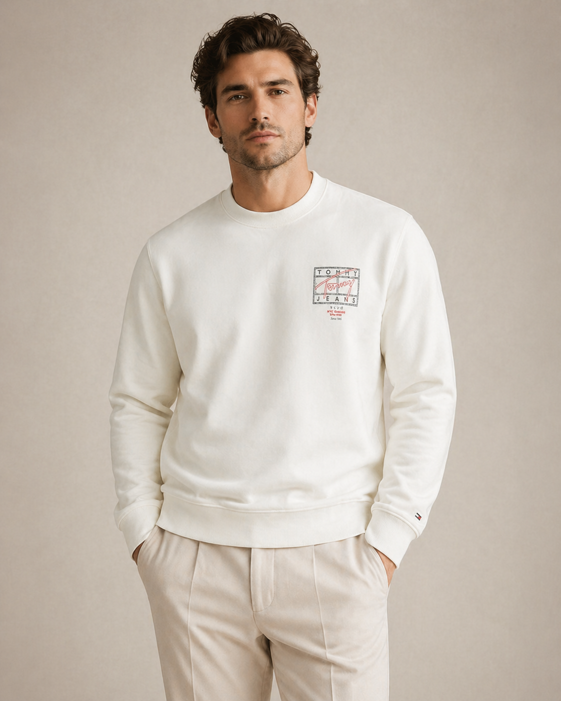 TOMMY HILFIGER - SWEATSHIRT HOMME BLANC EN COTON | COLLEKT PARIS