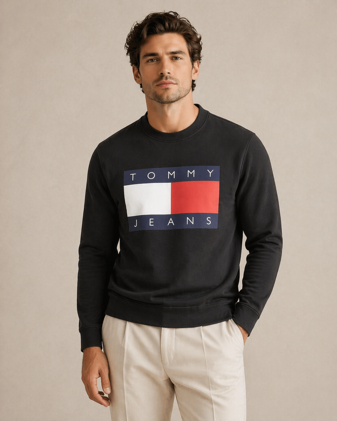 TOMMY HILFIGER - SWEATSHIRT HOMME NOIR EN COTON | COLLEKT PARIS