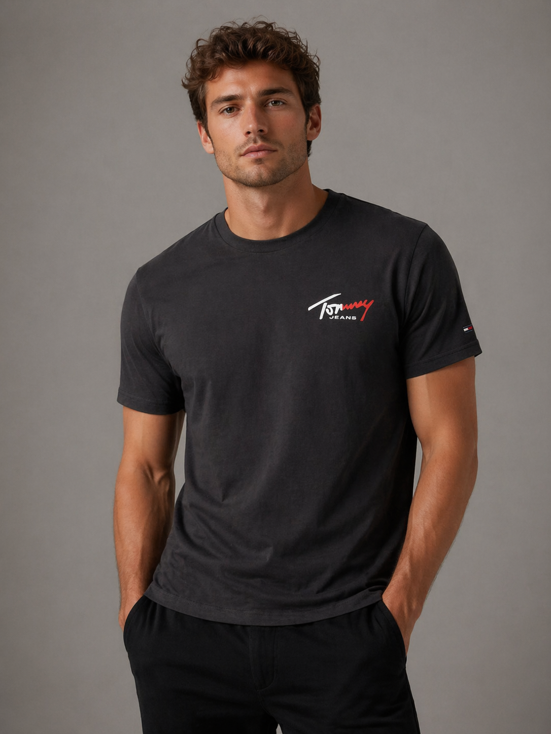 TOMMY HILFIGER - T-SHIRT HOMME NOIR SLIM FIT | COLLEKT PARIS